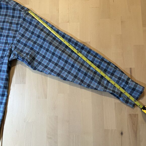 LL Bean Shirt Men M Reg US Navy Tartan Casual Preppy Button Down Pocket READ - Picture 4 of 9